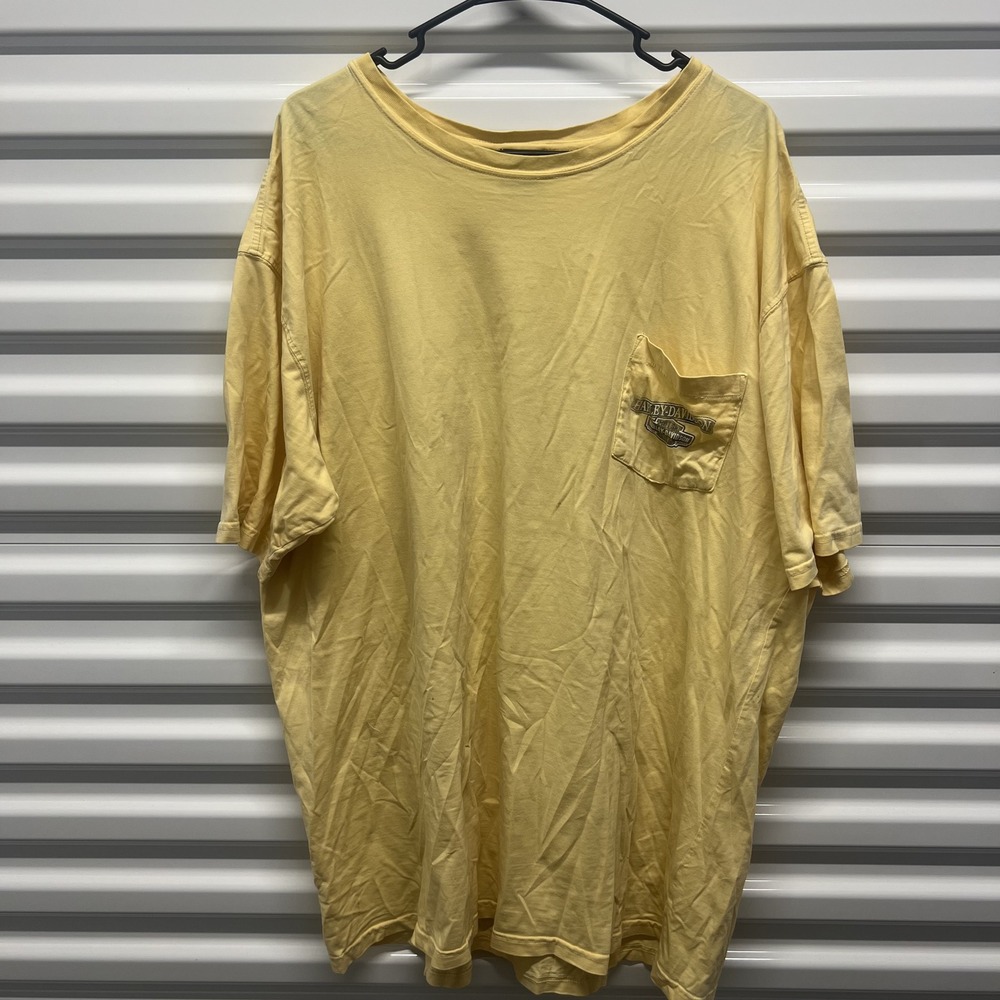 Harley-Davidson T-Shirt Size 2XL Mens Yellow Belize Eagle Graphic Pocket Tee — photo 2